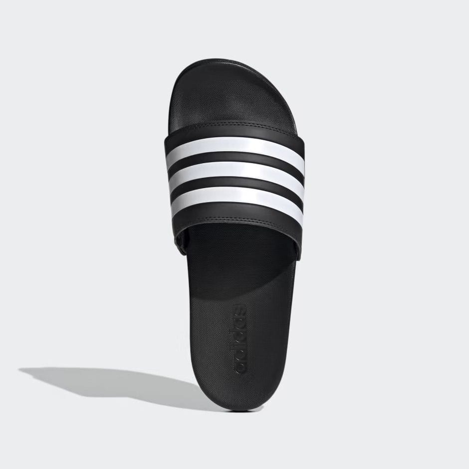 adidas unisex comfort slides black/white (cloudfoam) - Image 2